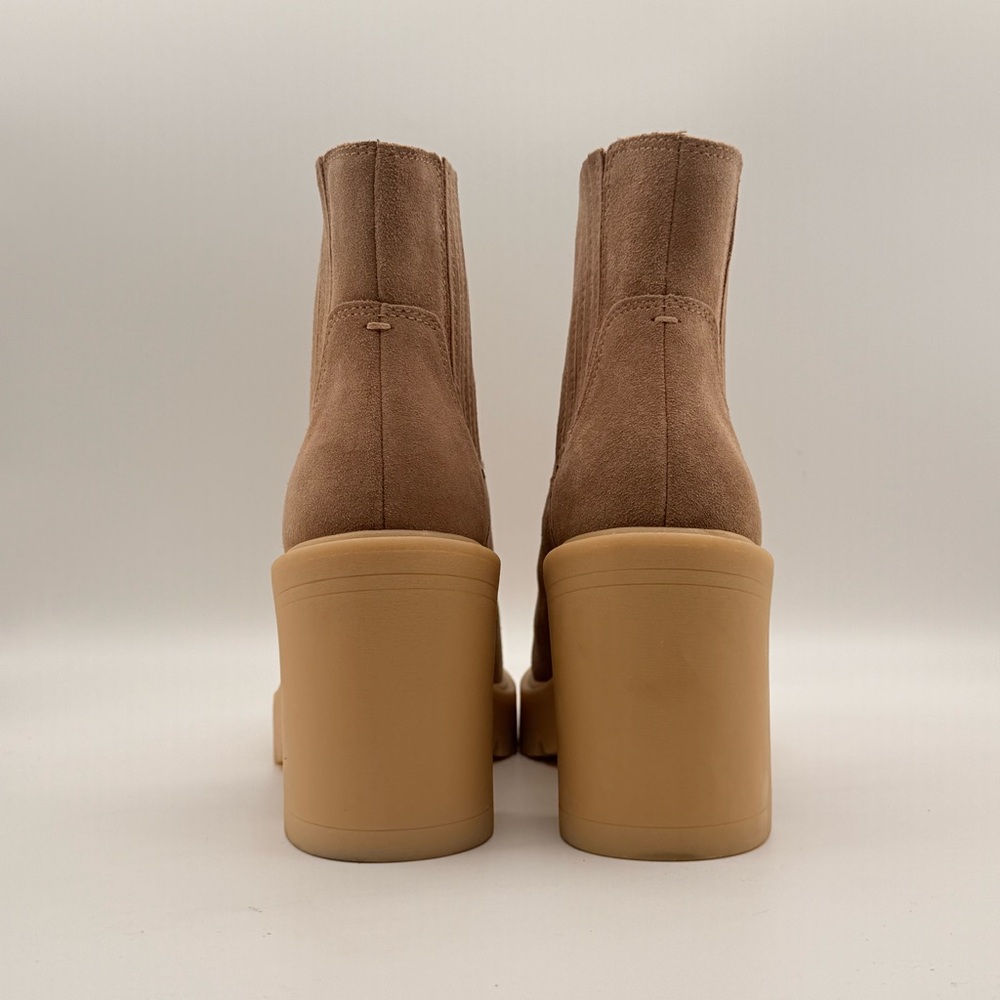 Dolce Vita Tan Suede Platform Ankle Booties Chunky Heel Lug Sole Womens Size 8.5 - Picture 4 of 14